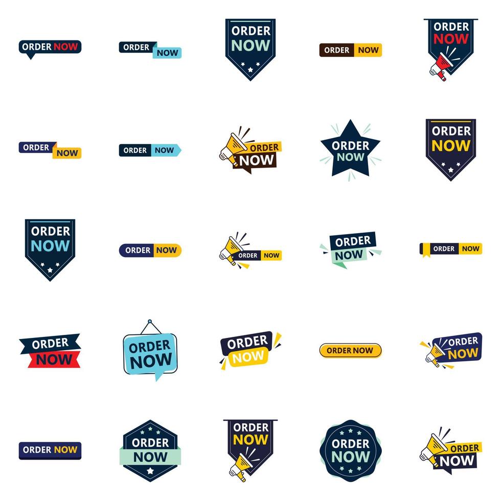 Grab Customers Attention with Our Pack of 25 Order Now Banners vector