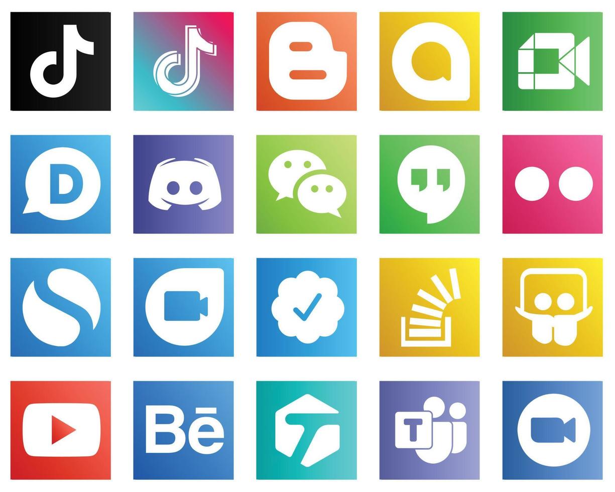 20 Versatile Social Media Icons such as messenger. google meet. text and discord icons. Fully editable and versatile vector