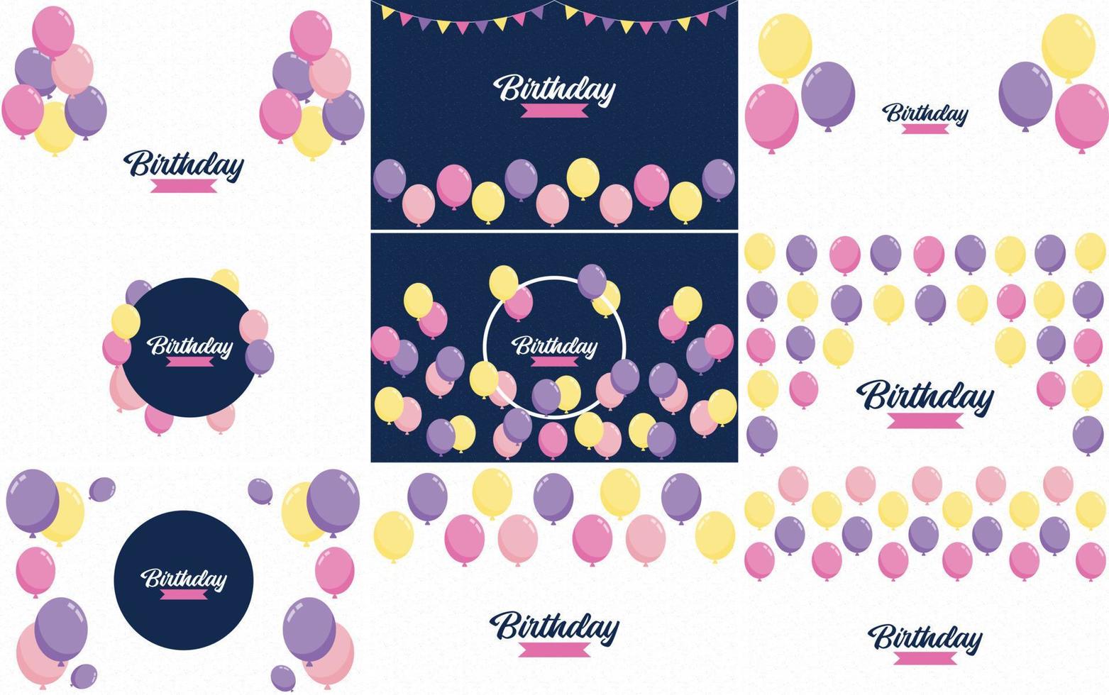 Retro Birthday design with bold colorful letters and balloons vector