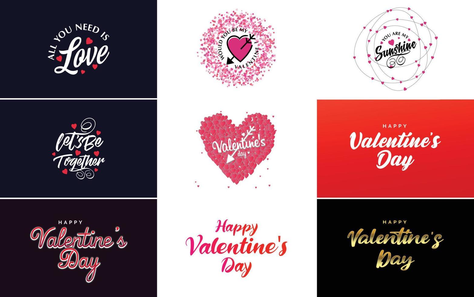 Happy Valentine's Day hand-drawn lettering vector illustration suitable for use in design of flyers. invitations. posters. brochures. and banners