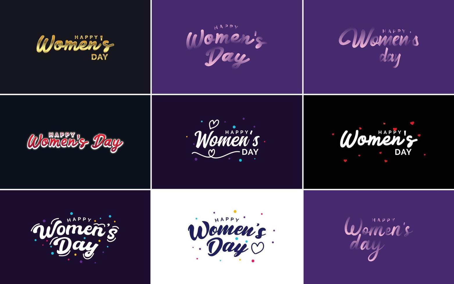 Set of cards with International Women's Day logo and a bright. colorful design vector