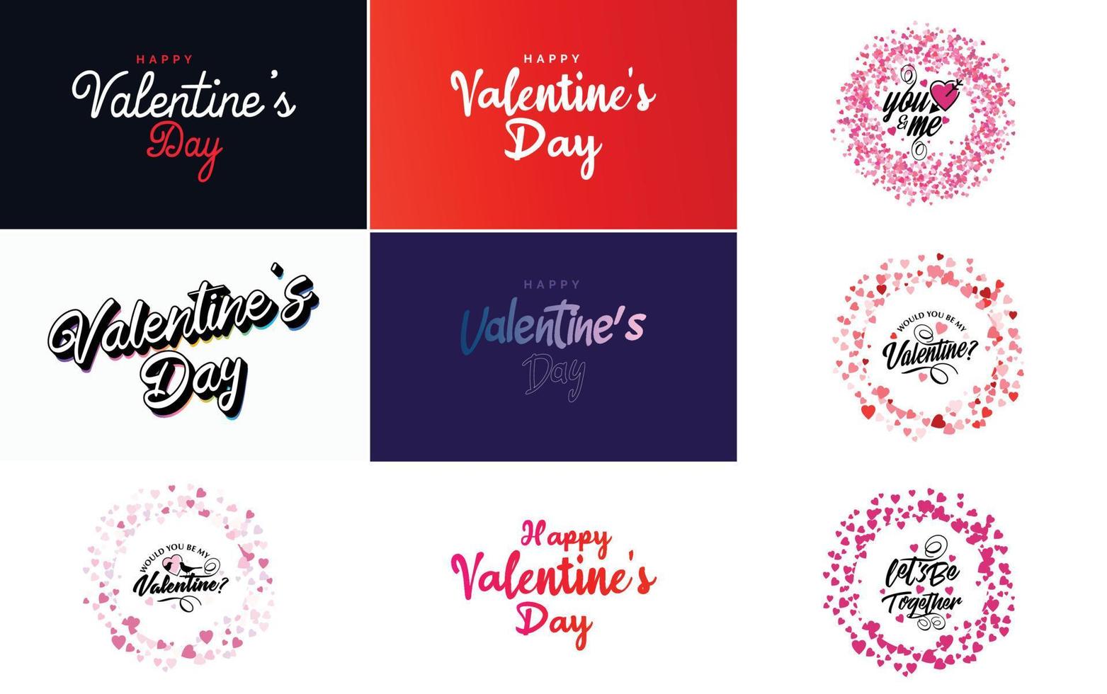 Vector illustration of a heart-shaped theme with Happy Valentine's Day text