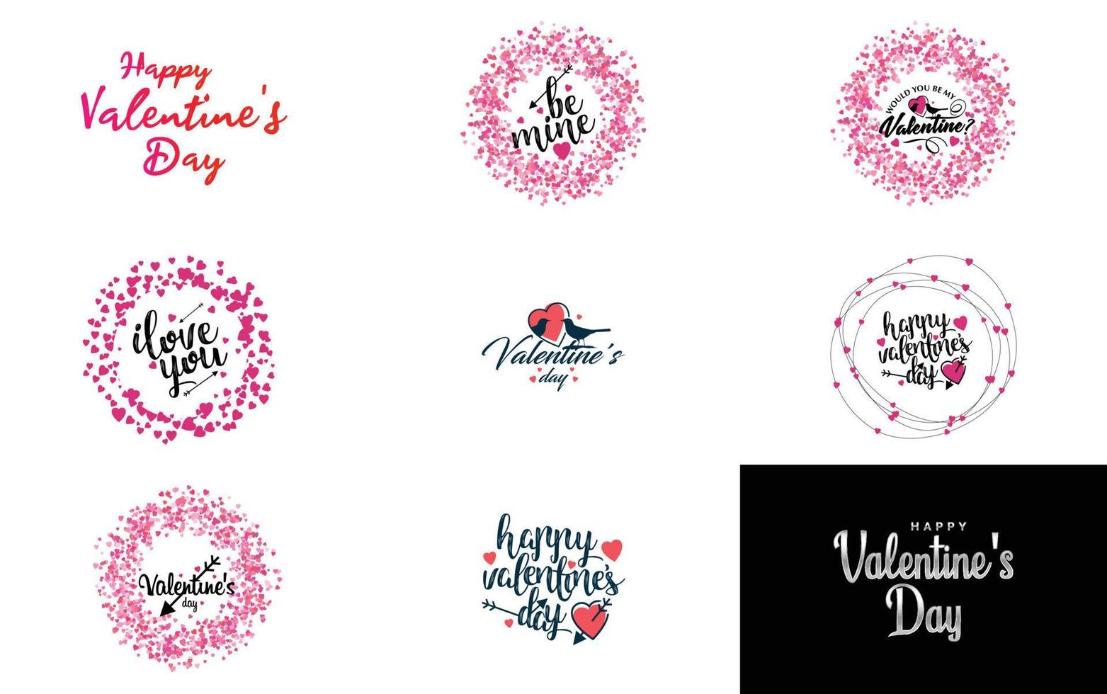 Happy Valentine's Day typography design with a heart-shaped theme vector