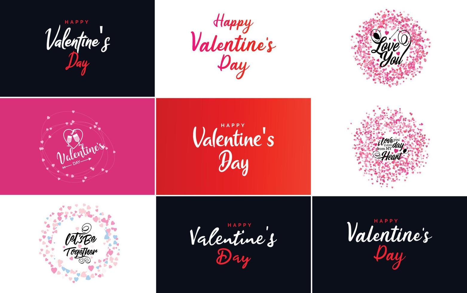 paquete de etiquetas de san valentín de diseño plano rojo vector