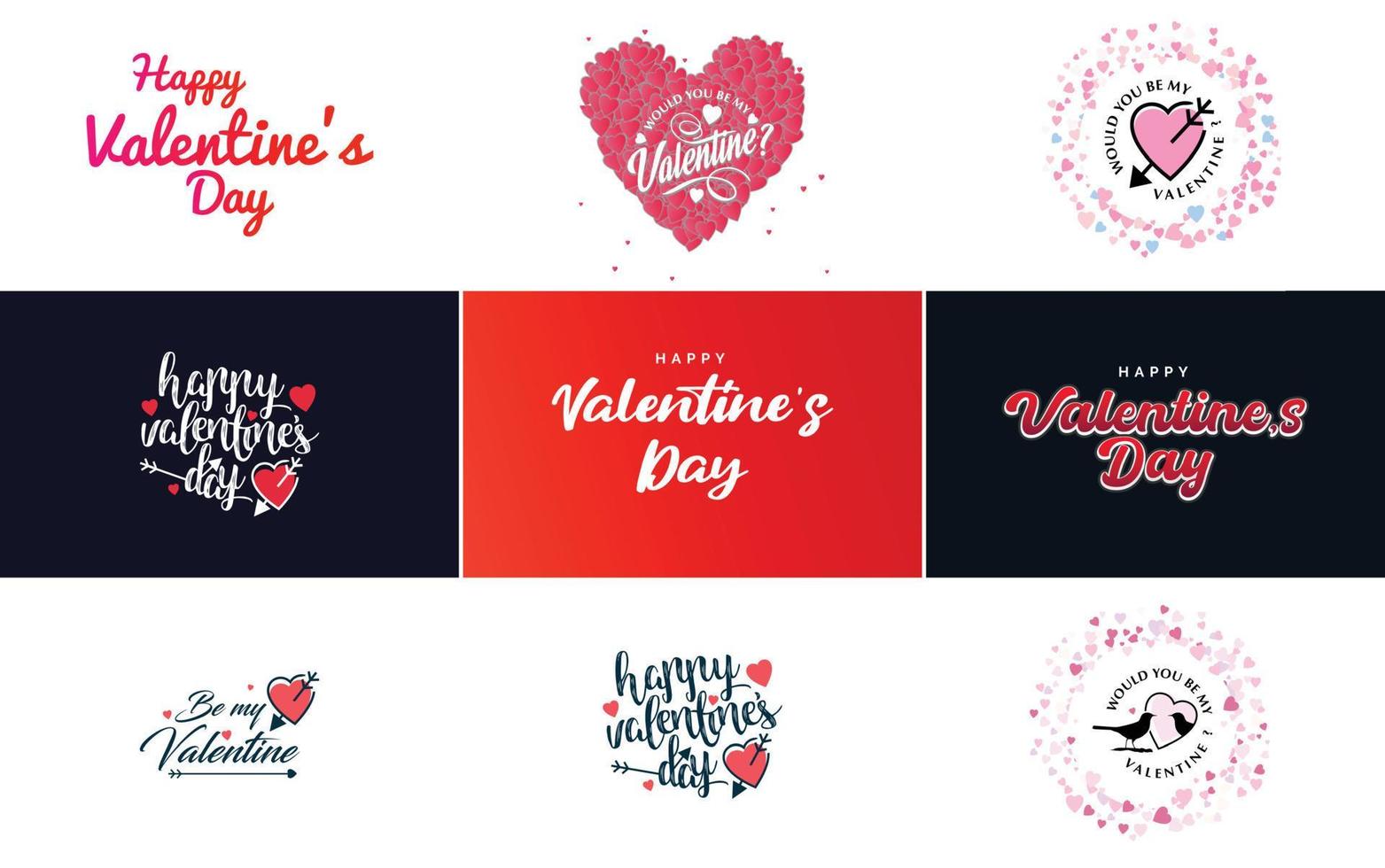 Happy Valentine's Day greeting card template with a heart theme vector