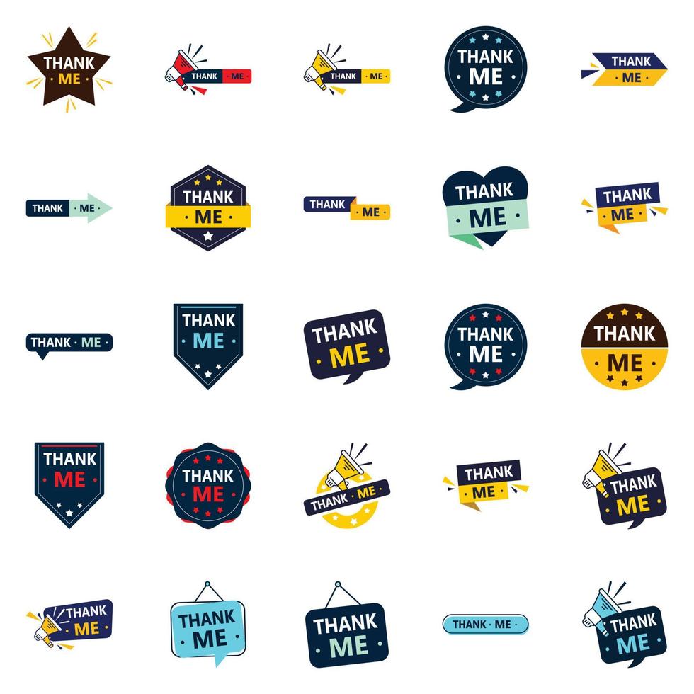 Make a Statement with Our Pack of 25 Thank Me Banners vector