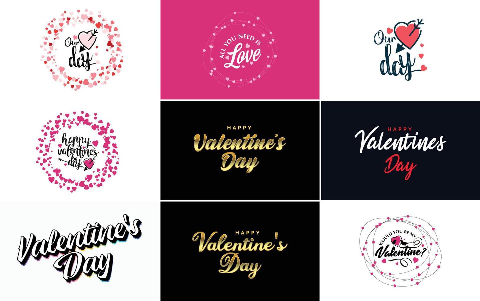 Happy Valentine's Day typography poster with handwritten calligraphy text. isolated on white background vector illustration