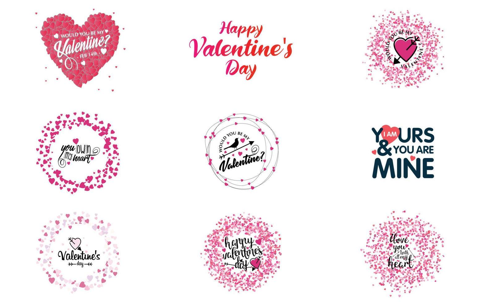 Valentine's hand-drawn lettering with a heart design. suitable for use as a Valentine's Day greeting or in romantic designs vector