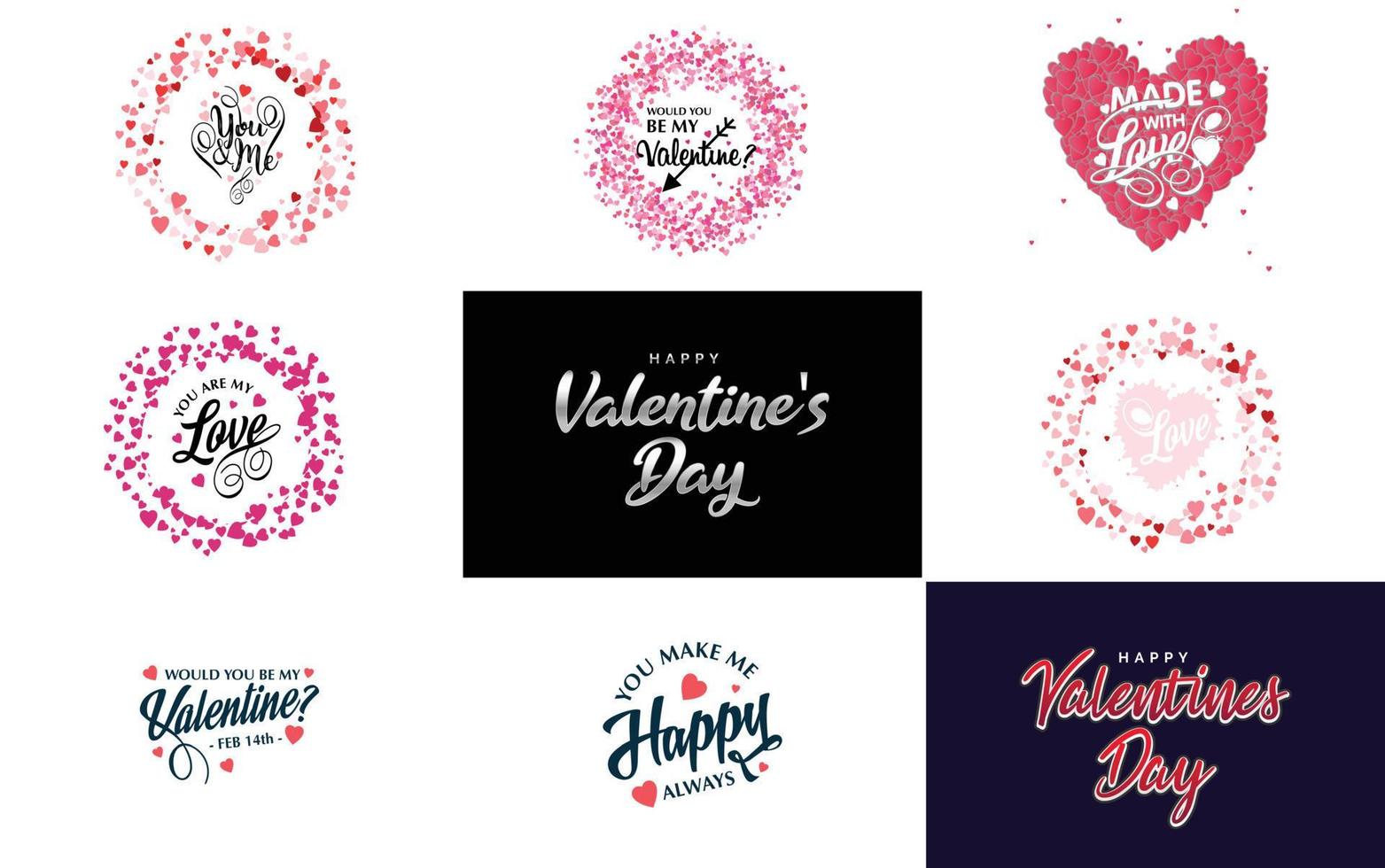 Happy Valentine's Day typography poster with handwritten calligraphy text. isolated on white background vector illustration