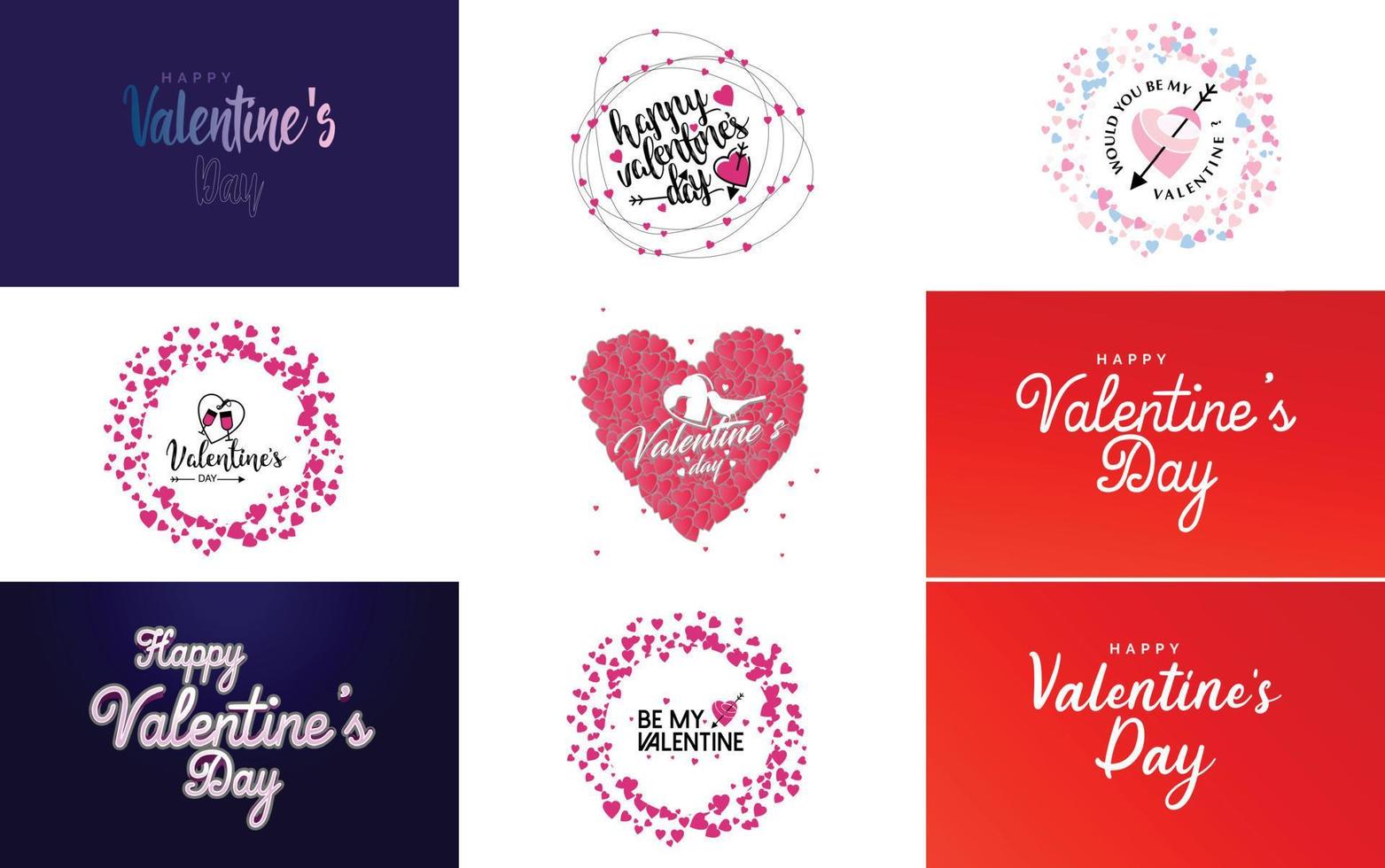 Happy Valentine's Day hand-drawn lettering vector illustration suitable for use in design of flyers. invitations. posters. brochures. and banners