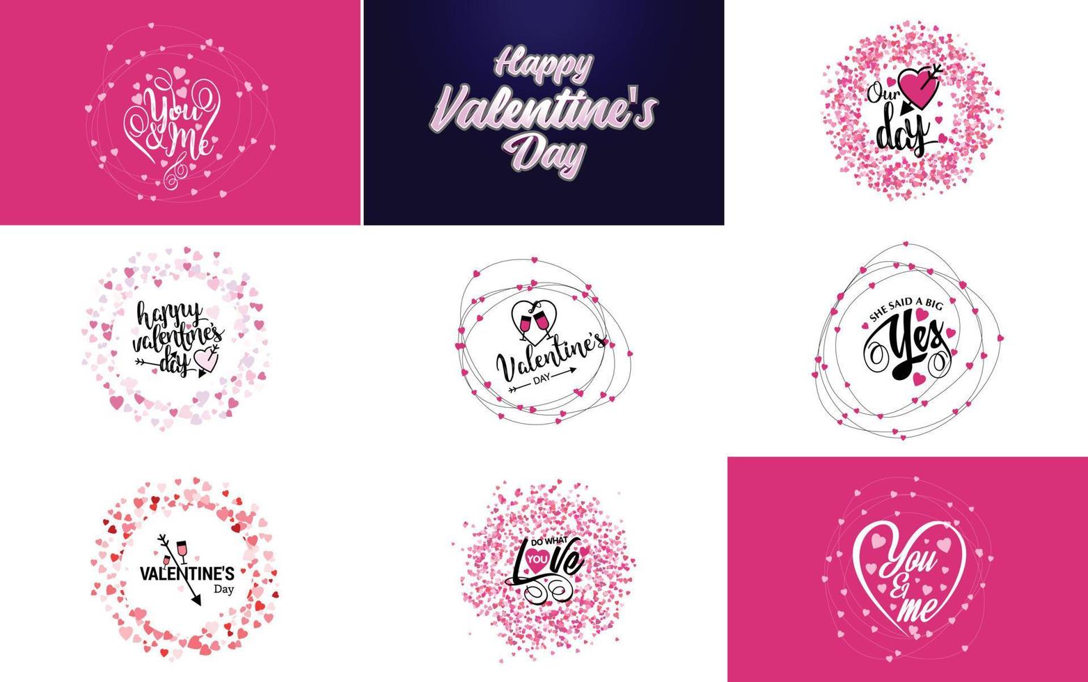 Happy Valentine's Day typography poster with handwritten calligraphy text. isolated on white background vector illustration