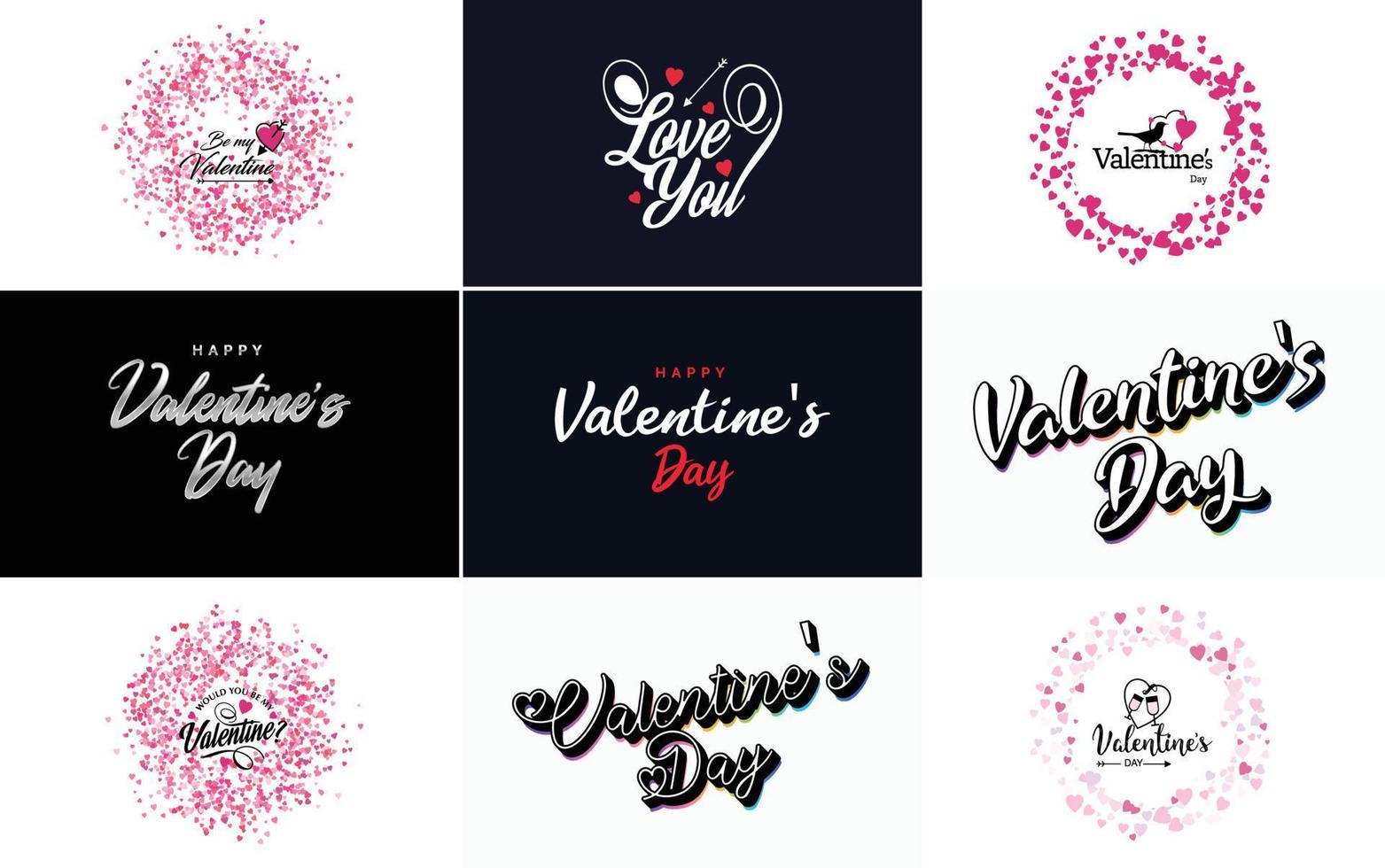 Happy Valentine's Day typography poster with handwritten calligraphy text. isolated on white background vector illustration