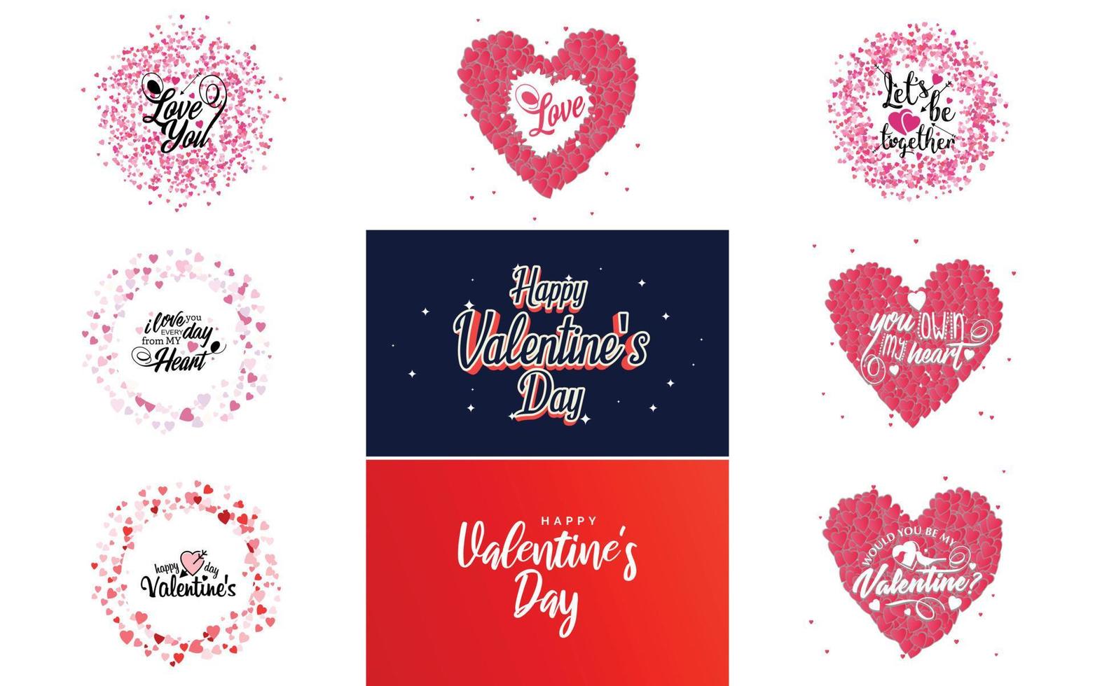 Happy Valentine's Day typography poster with handwritten calligraphy text. isolated on white background vector illustration