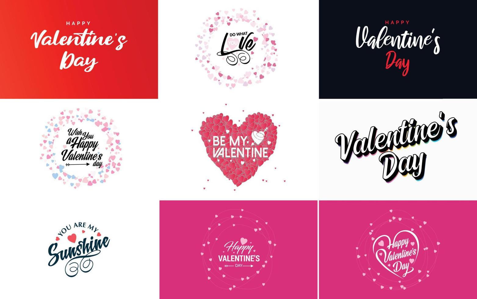 Happy Valentine's Day typography design with heart shapes vector