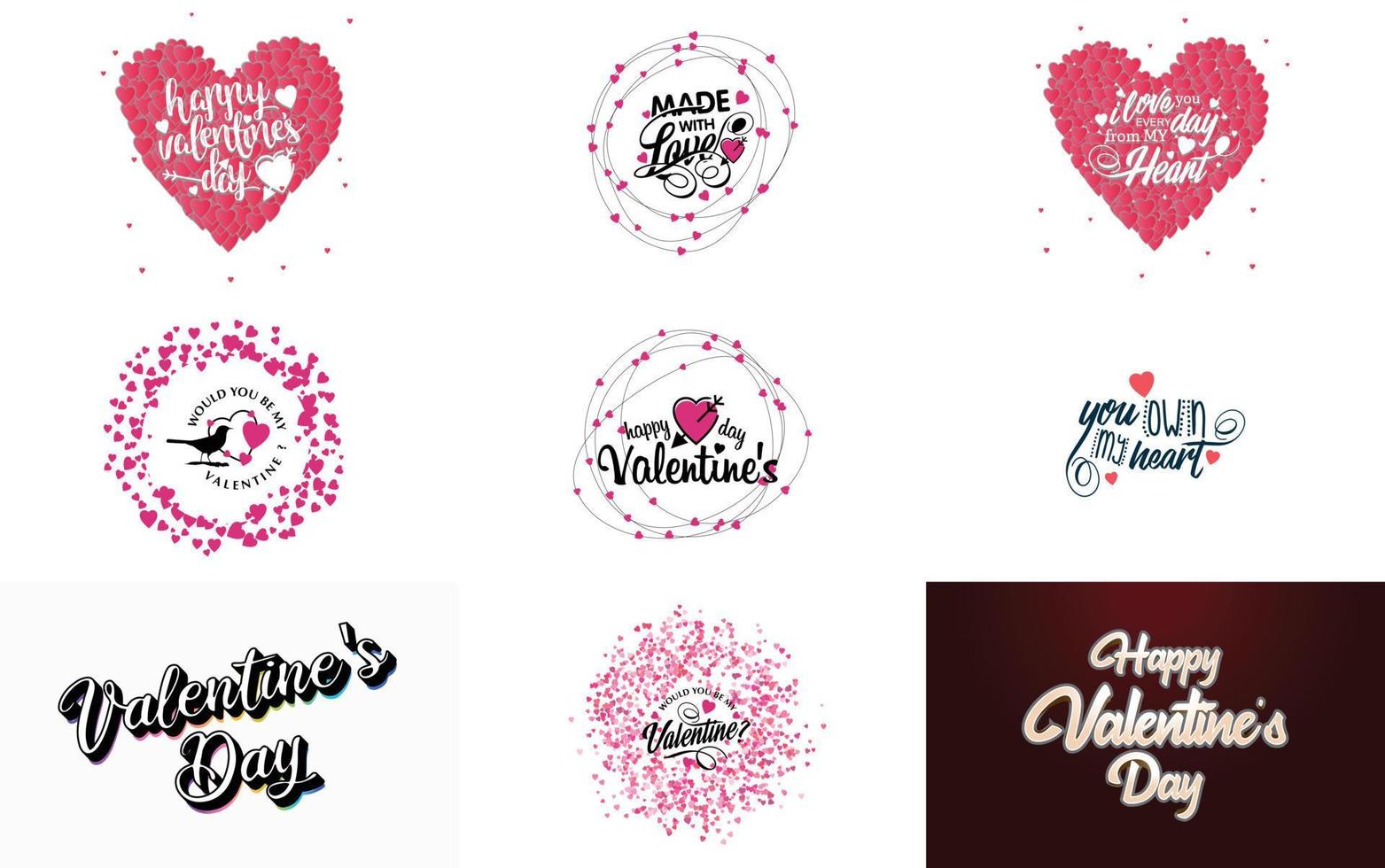 Vector illustration of heart shapes with Happy Valentine's Day text