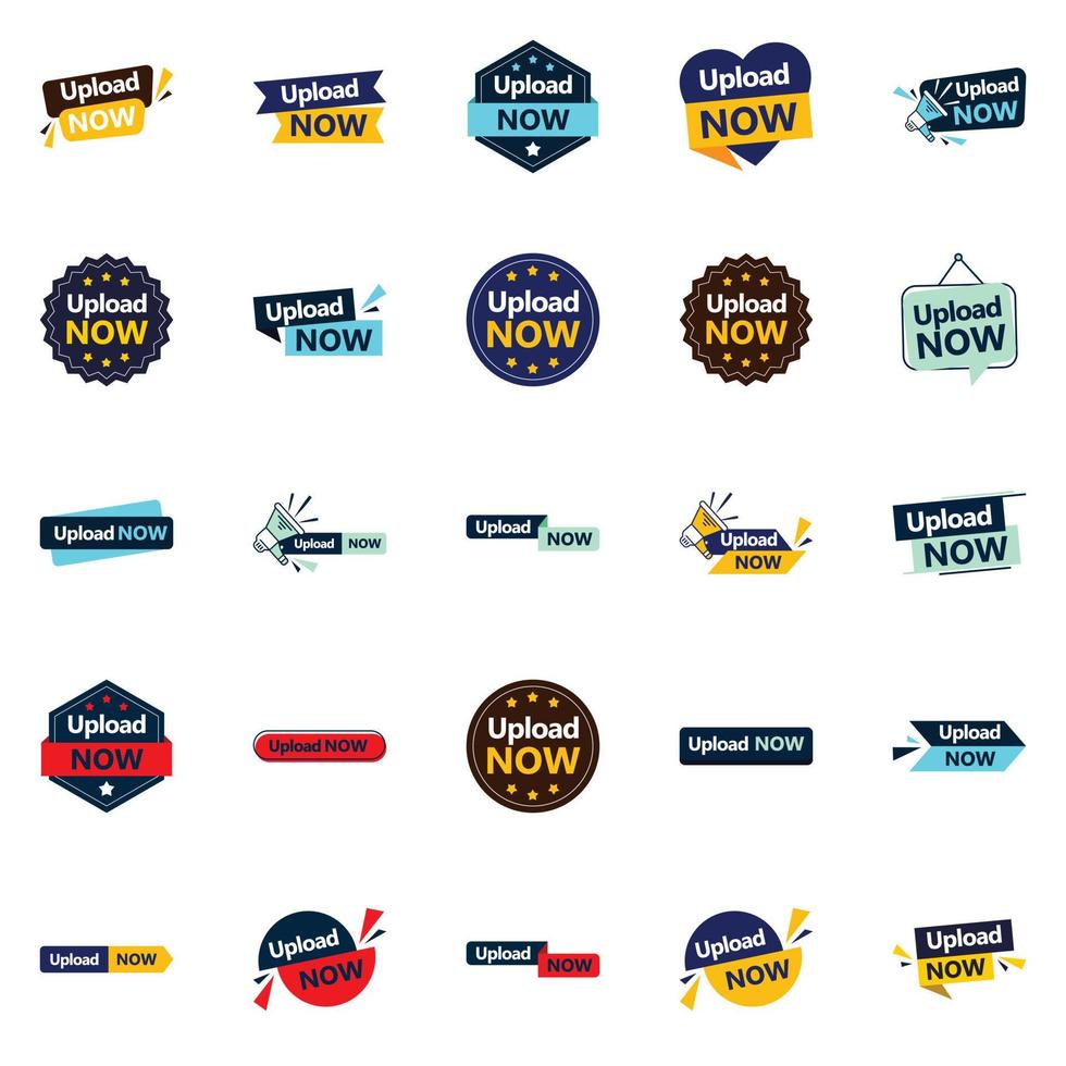 25 Versatile and Editable Vector Designs in the Upload Now Bundle Perfect for Marketing and Branding
