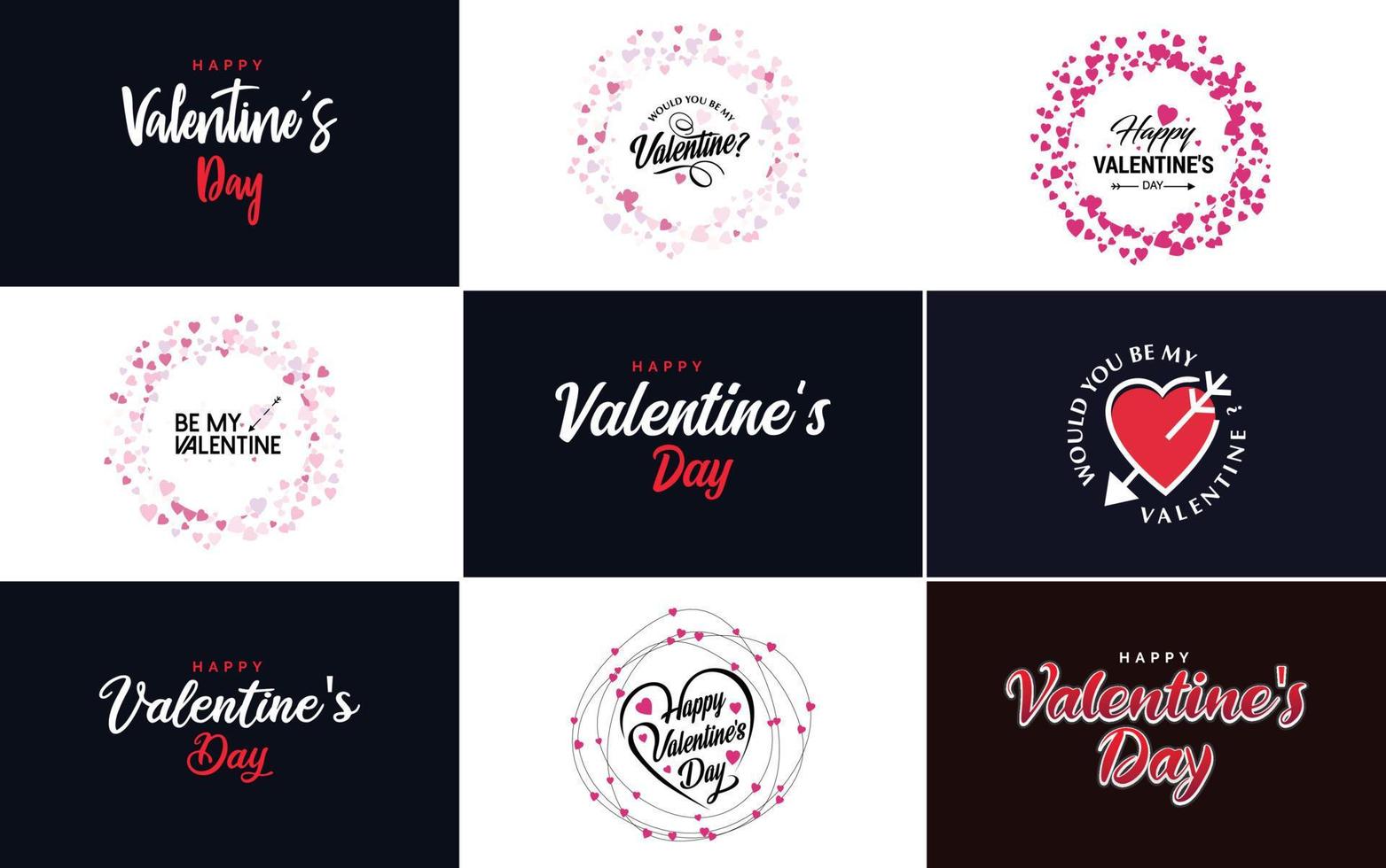 Happy Valentine's Day greeting card template with a romantic theme and a red color scheme vector