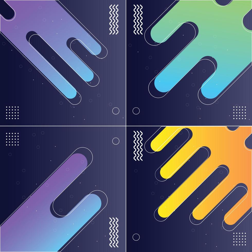 Pack of 4 Minimalistic Fluid Dynamic Shapes with Abstract Geometric Gradients vector