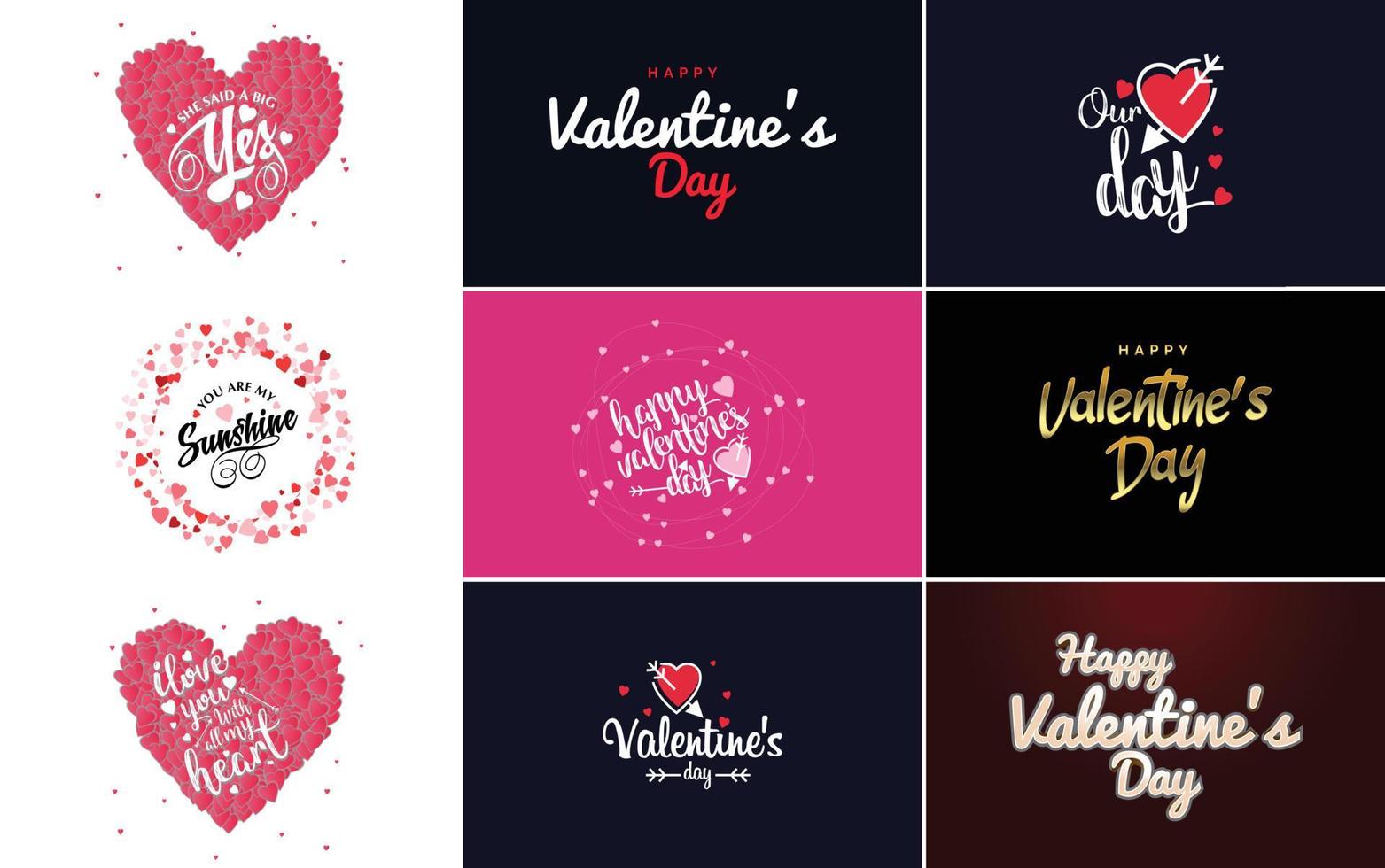 Happy Valentine's Day typography poster with handwritten calligraphy text. isolated on white background vector illustration