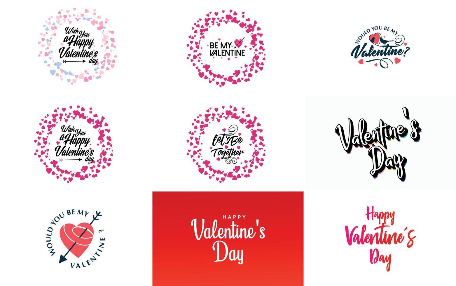 Happy Valentine's Day greeting card template with a romantic theme and a red color scheme vector