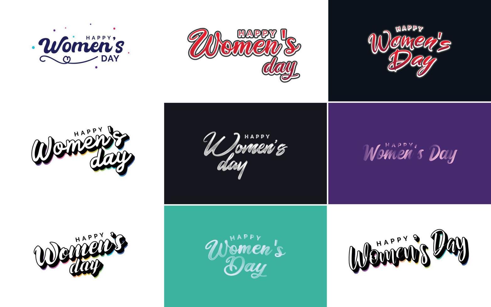 March 8th typographic design set with Happy Women's Day text vector