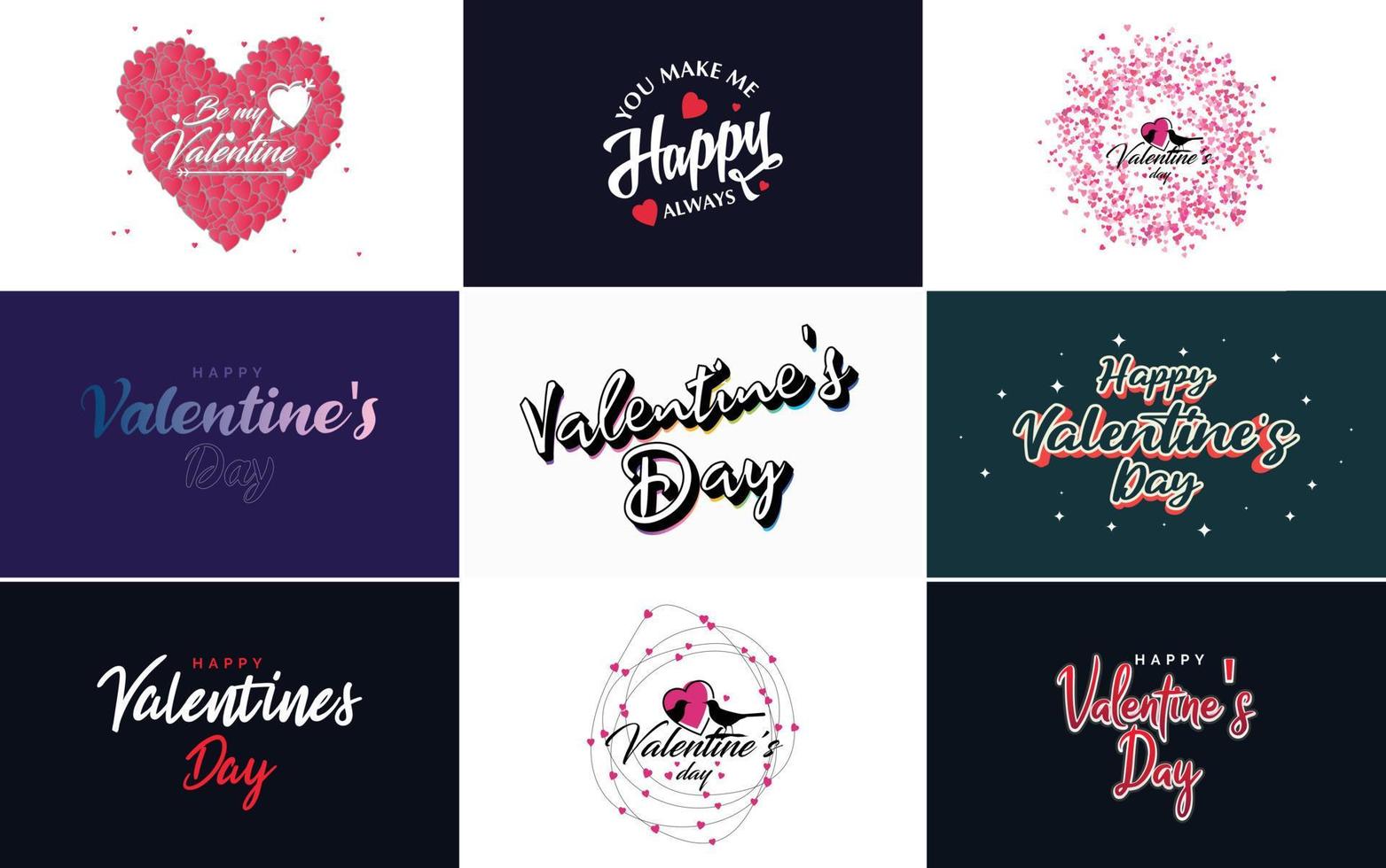 Happy Valentine's Day typography design with hearts vector