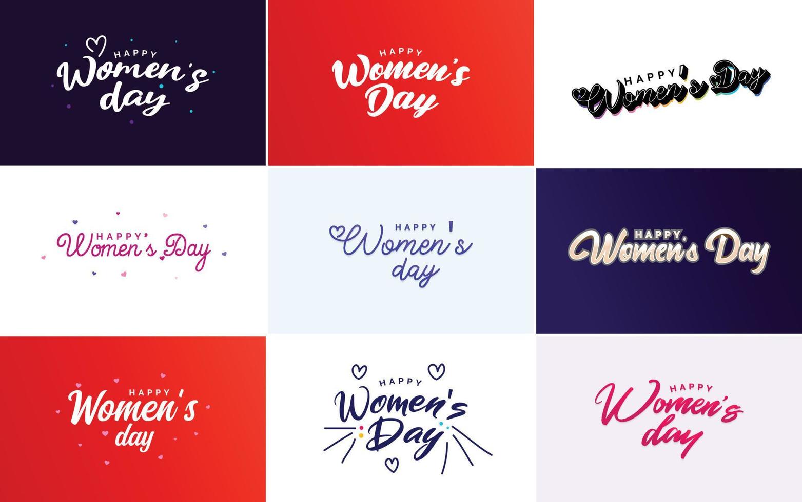 Abstract Happy Women's Day logo set with a heart design vector