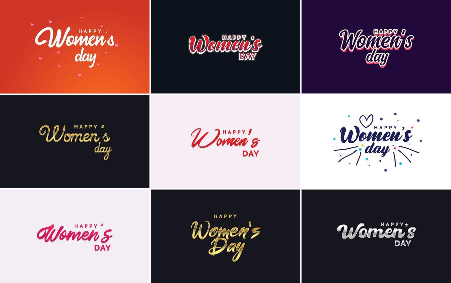 International Women's Day lettering with heart shapes suitable for use in cards. invitations. banners. posters. postcards. stickers. and social media posts vector