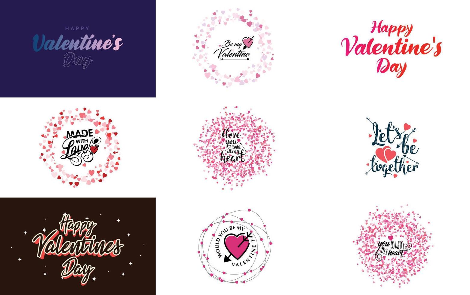 Happy Valentine's Day typography poster with handwritten calligraphy text vector