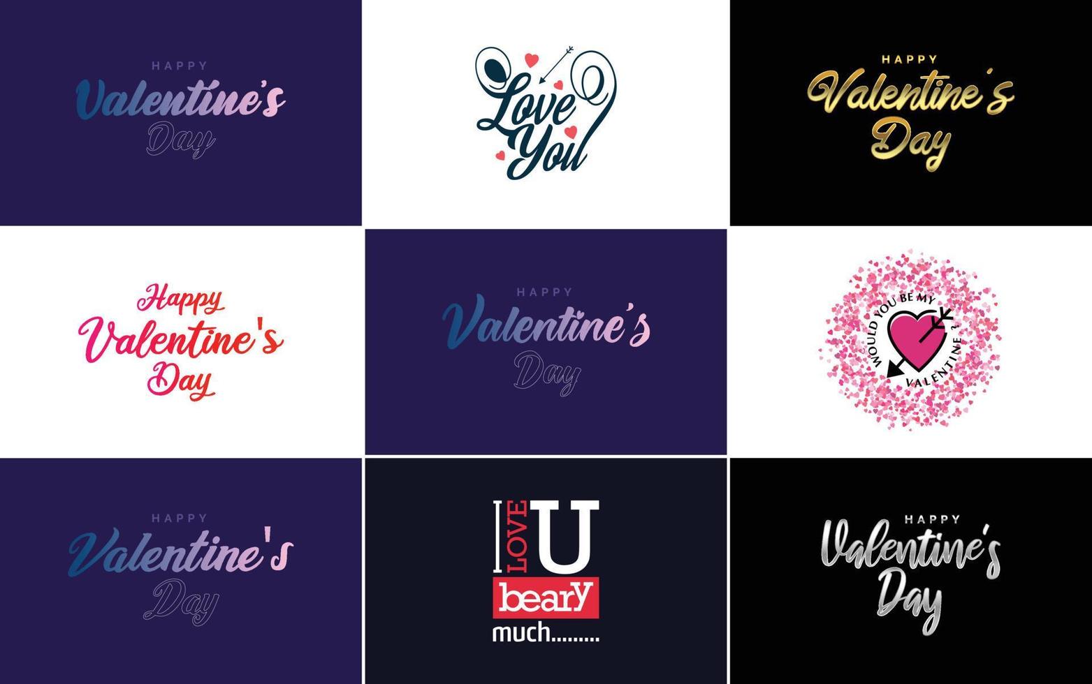 Happy Valentine's Day typography poster with handwritten calligraphy text vector