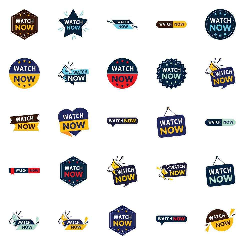 25 Unique Watch Now Banners to Help Your Business Stand Out vector