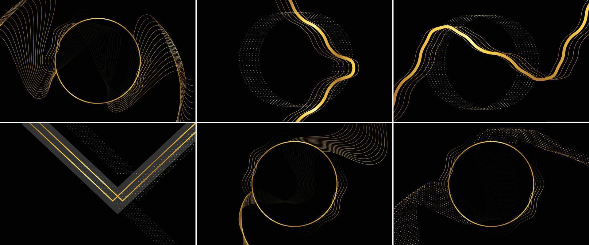 Glossy gold shapes scattered on a black background 18709938 Vector Art