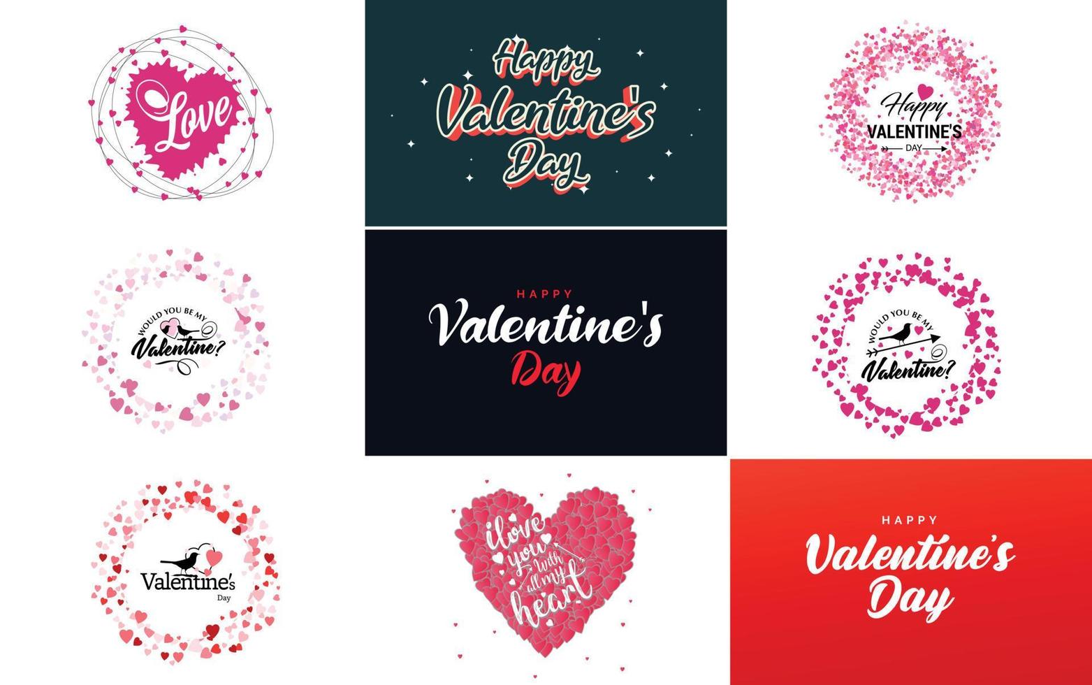 Happy Valentine's Day hand-drawn lettering vector illustration suitable for use in design of flyers. invitations. posters. brochures. and banners