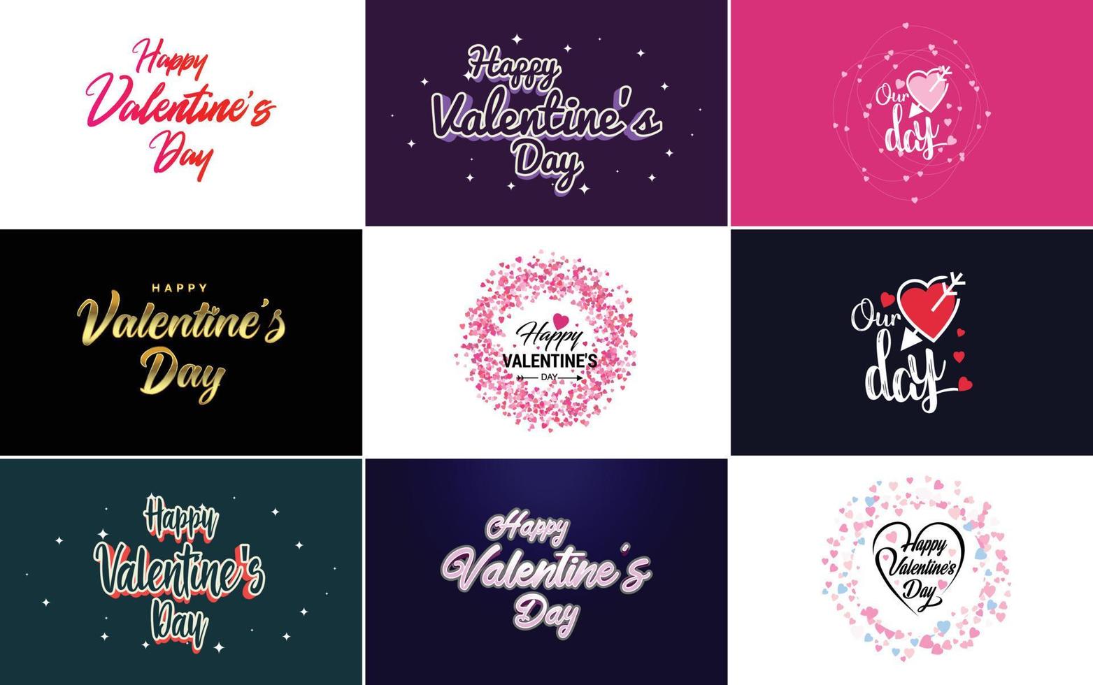 Valentine's word art design with hearts vector