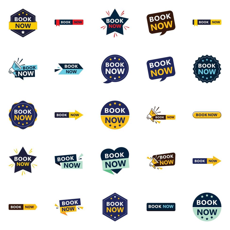 25 Attractive Book Now Banners in a Range of Styles vector
