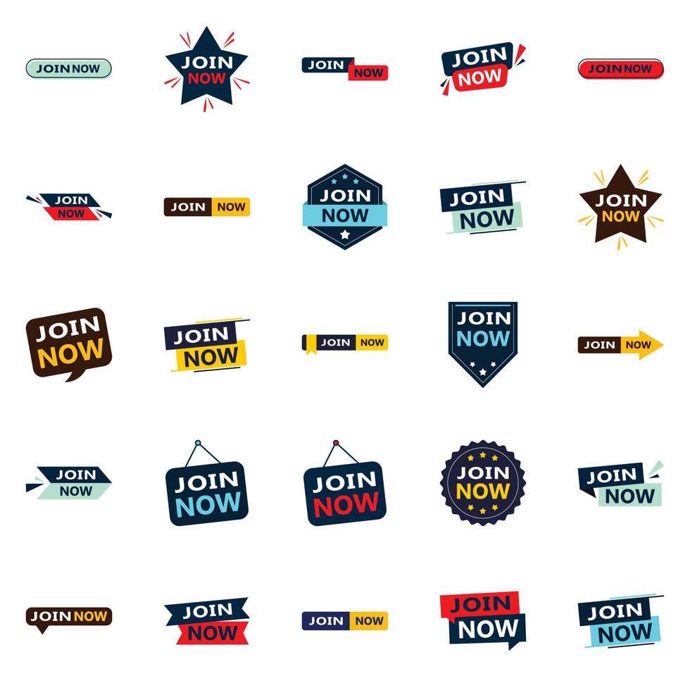 25 Versatile Typographic Banners for promoting joining across media vector