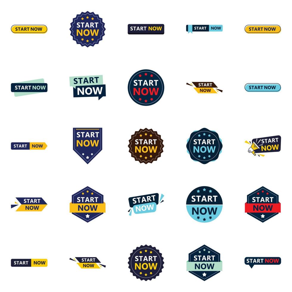 Start Now 25 Fresh Typographic Elements for a modern call to action campaign vector