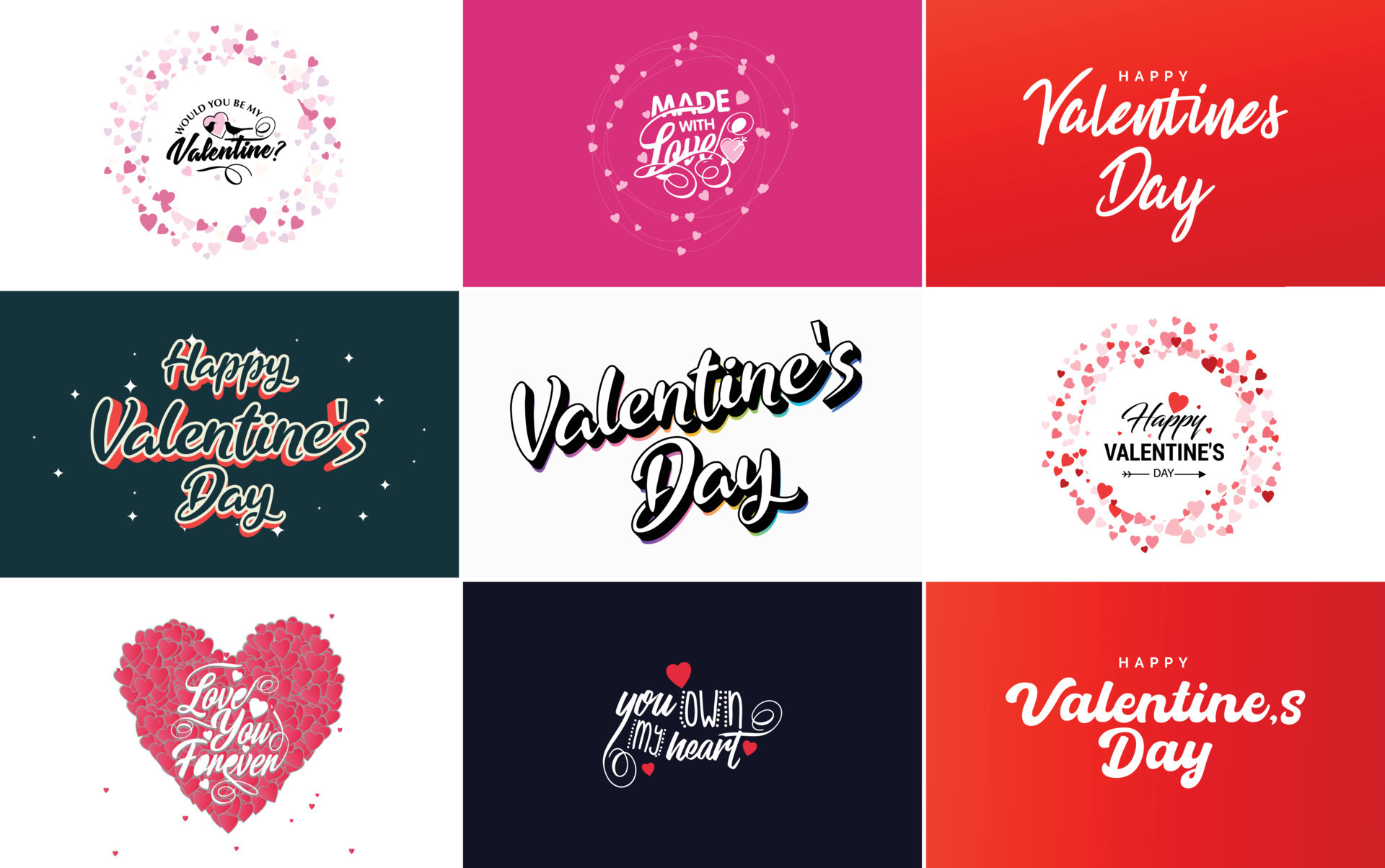 Valentine's word art design with hearts 18710045 Vector Art at Vecteezy