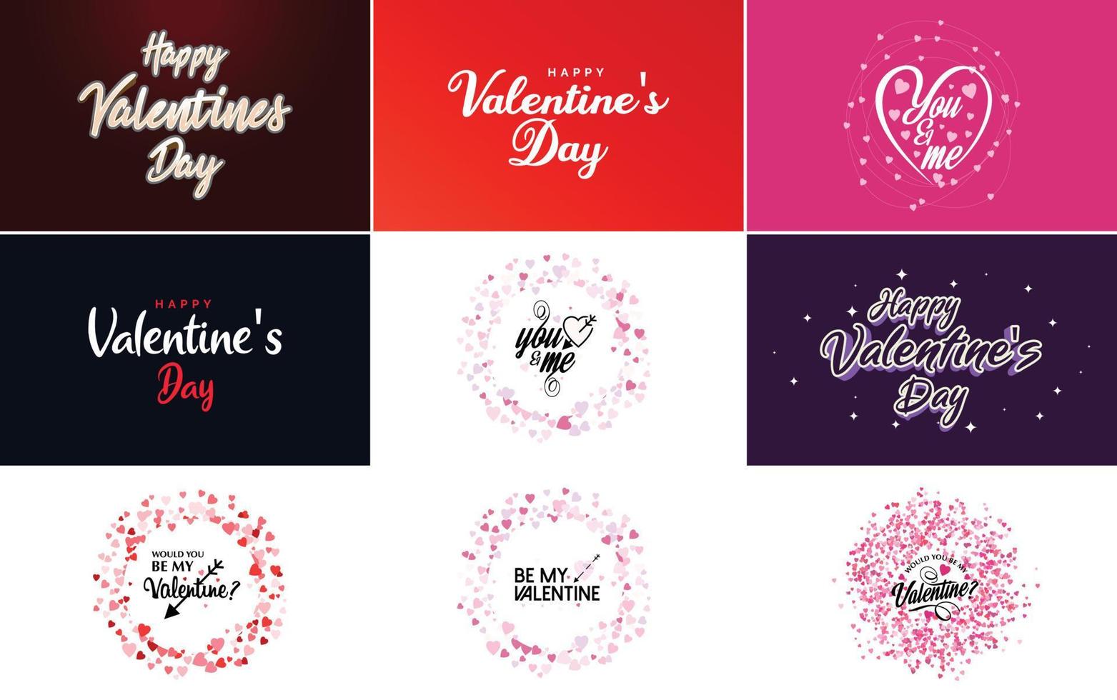 Valentine's Day lettering typography posters with hearts vector