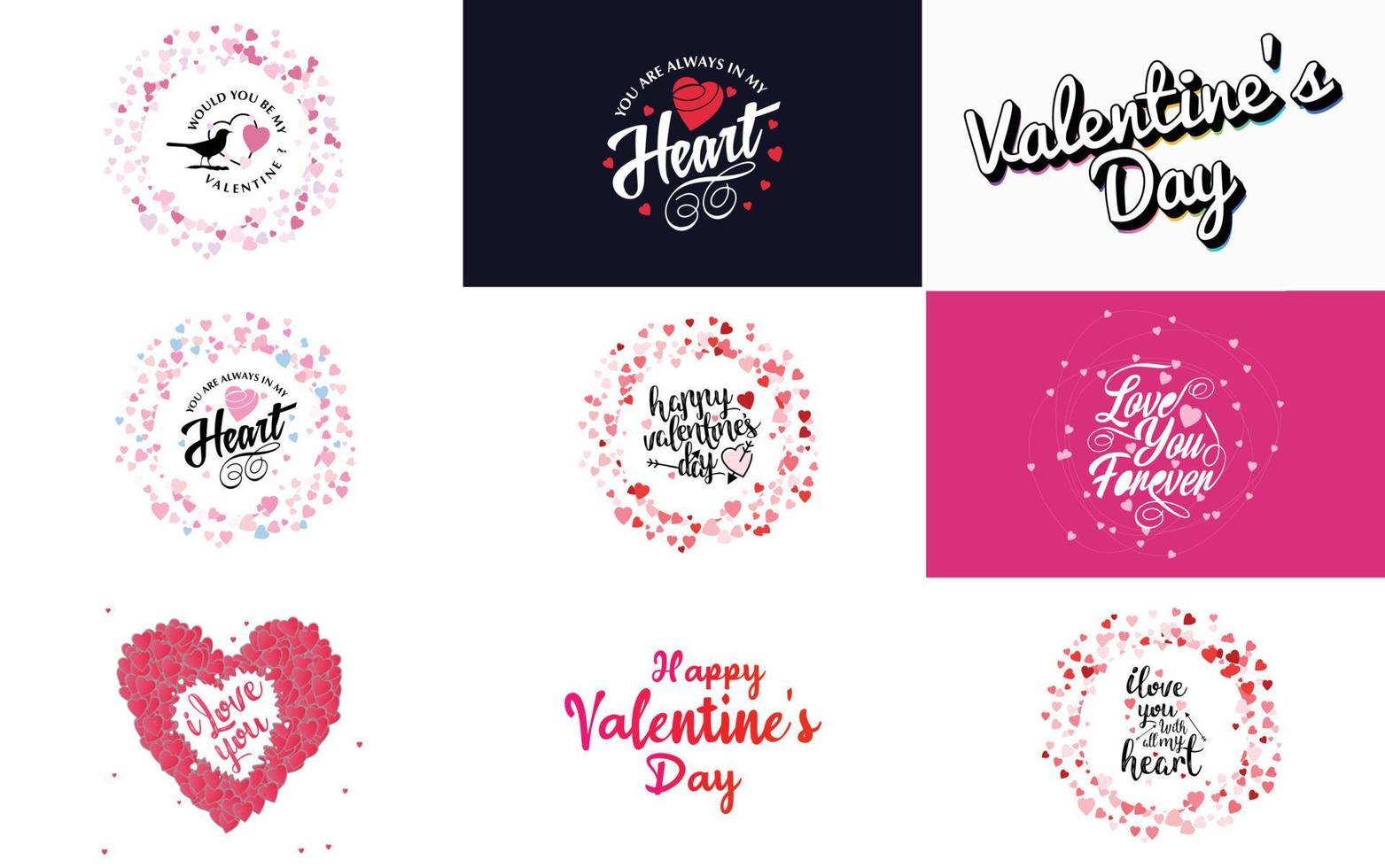 Happy Valentine's Day text set with hearts vector