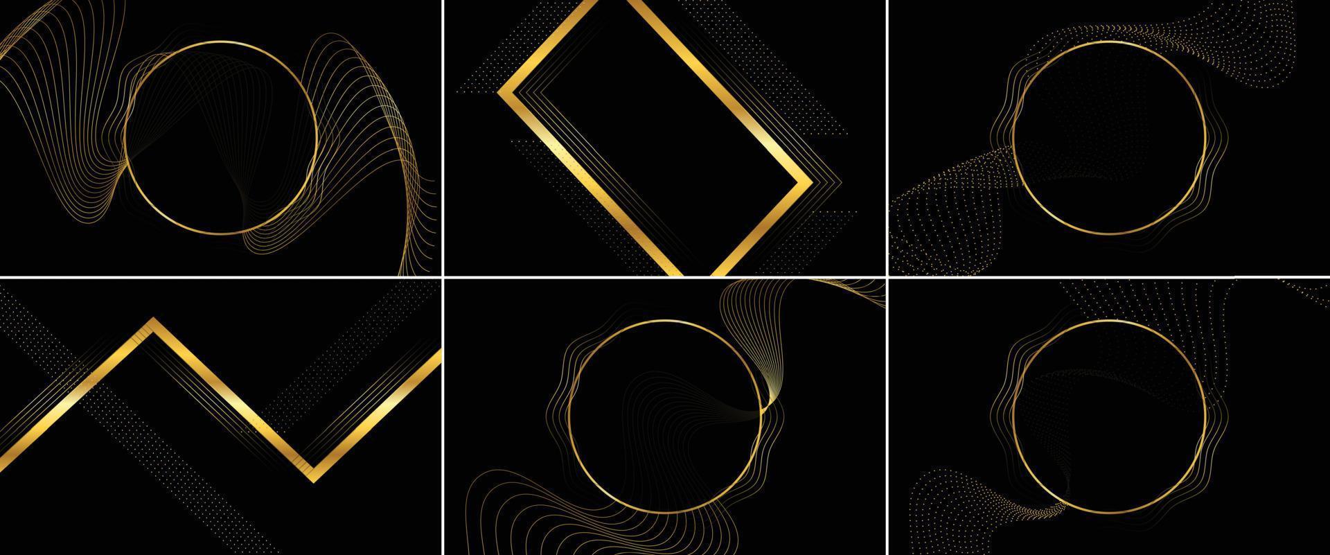 Abstract luxury gold shapes set vector