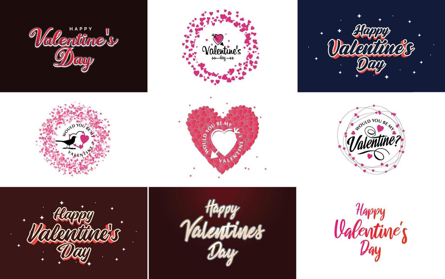 Happy Valentine's Day typography posters with handwritten calligraphy text vector