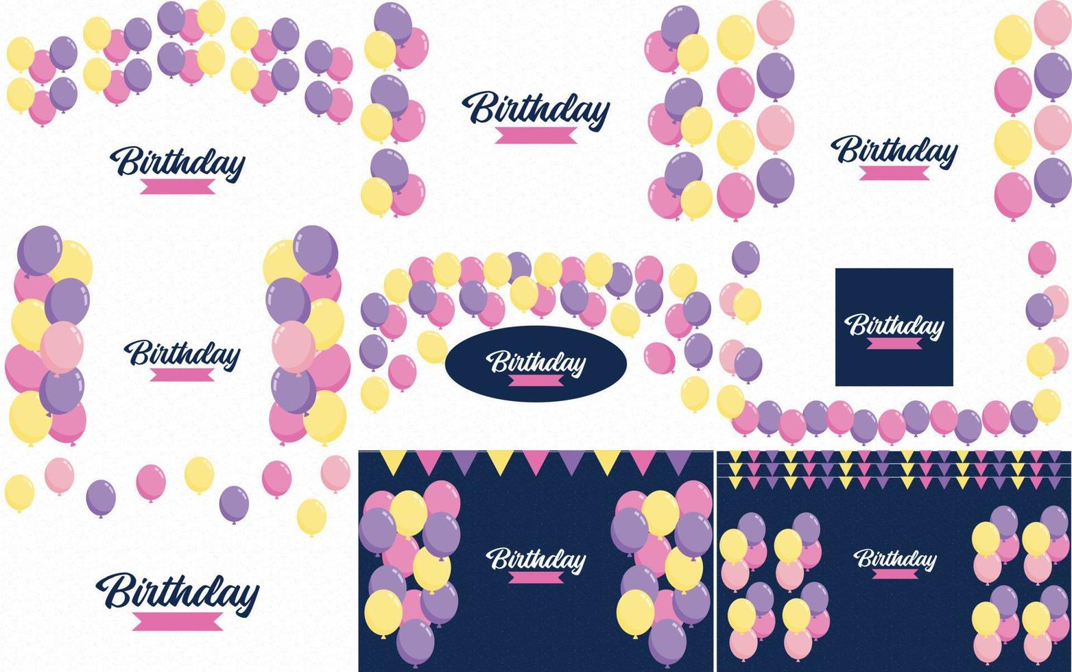 Birthday design set with balloons vector