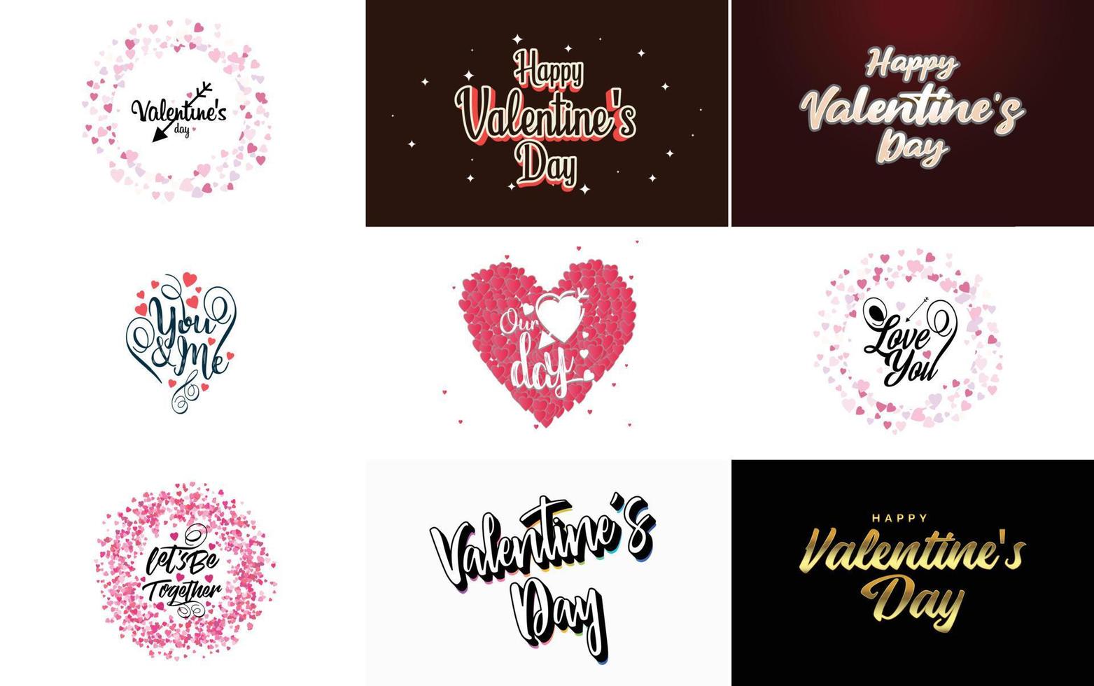 Valentin'es Day lettering typography poster with hearts vector