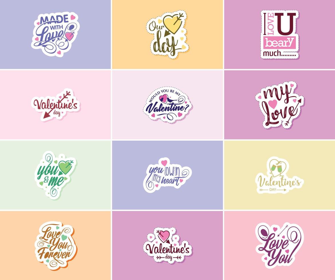 Heartwarming Valentine's Day Typography and Graphics Stickers vector