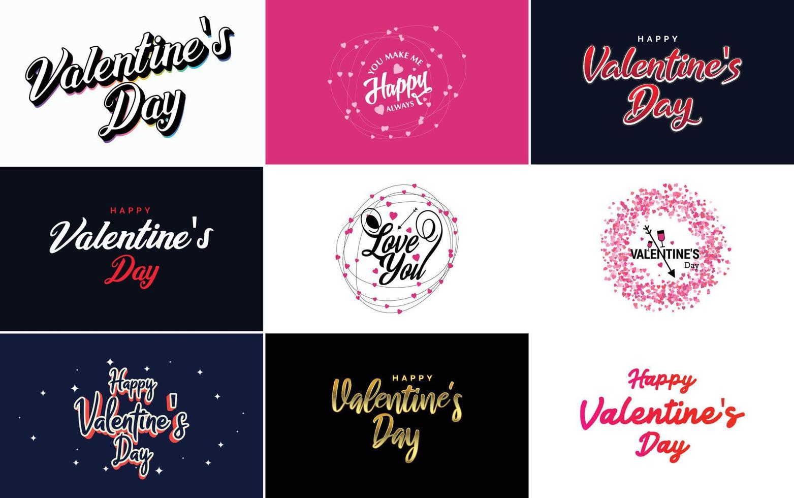 Hand-drawn lettering for Valentine's Day and pink hearts suitable for use in design of cards. banners. logos. flyers. labels. icons. badges. and stickers vector