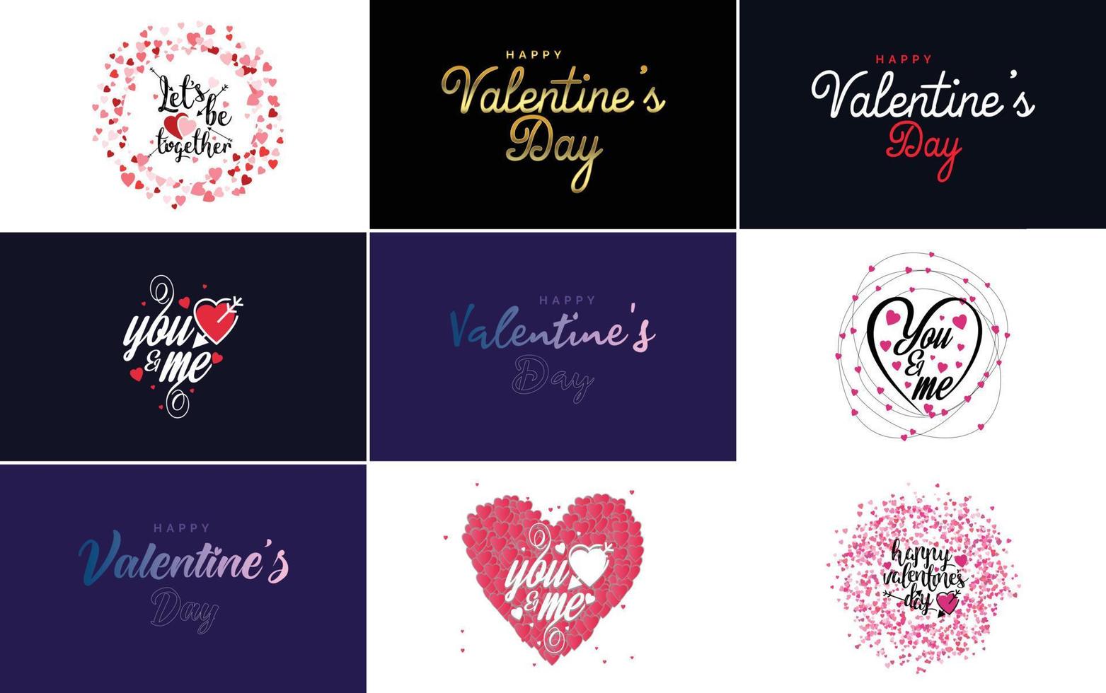 Happy Valentine's Day typography poster with handwritten calligraphy text vector