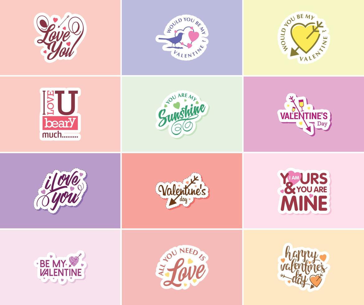 Heartwarming Valentine's Day Typography and Graphic Design Stickers vector