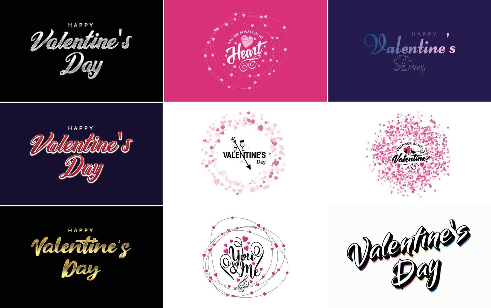 Happy Valentine's Day typography poster with handwritten calligraphy text. vector