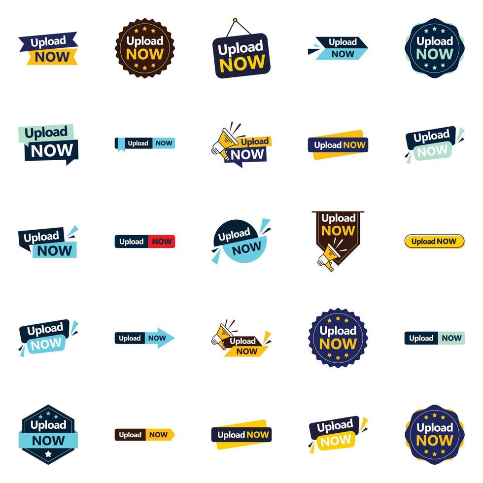 25 Distinctive Vector Designs in the Upload Now Bundle Perfect for Marketing and Advertising Professionals